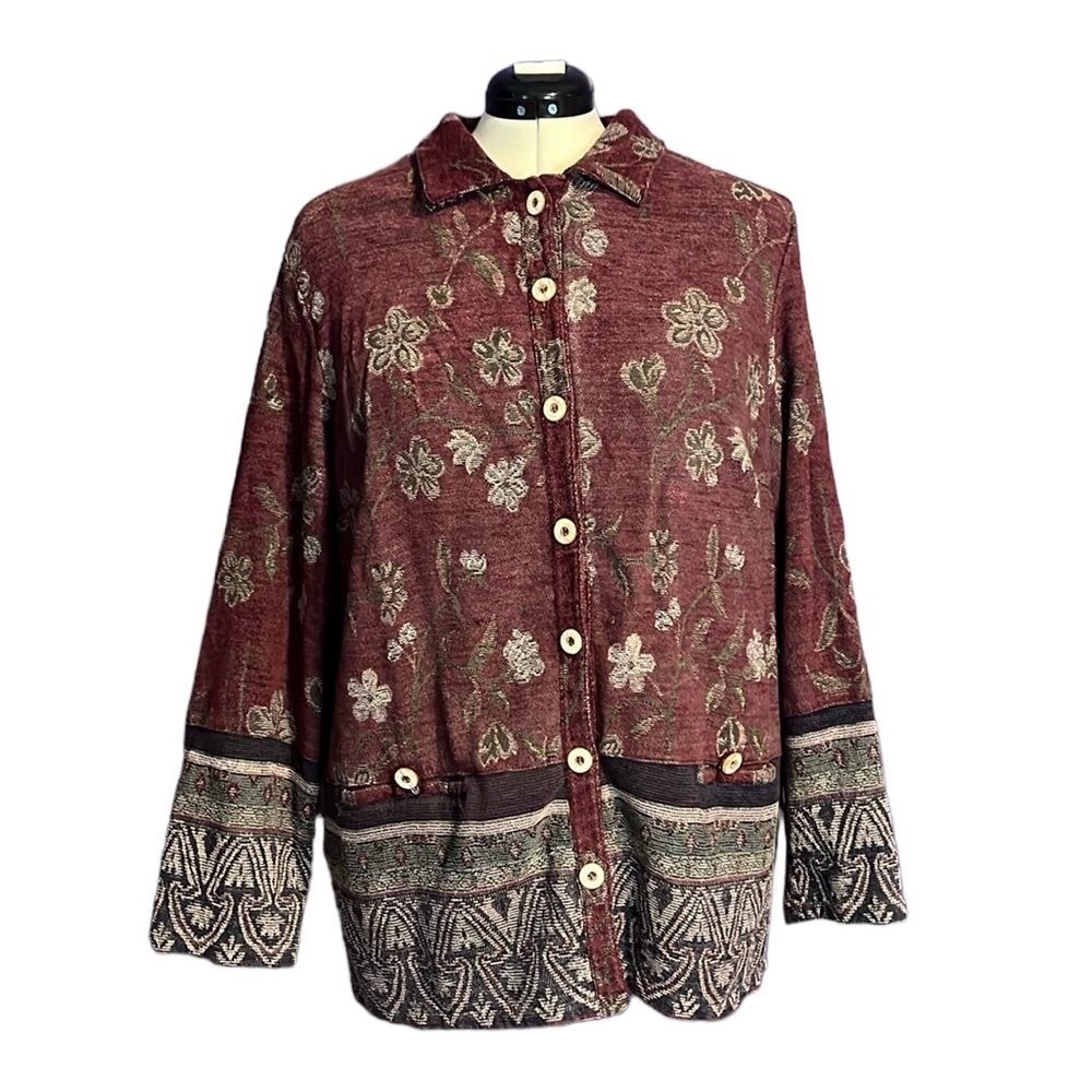 Vintage Sag Harbor Bohemian Tapestry Floral Jacket